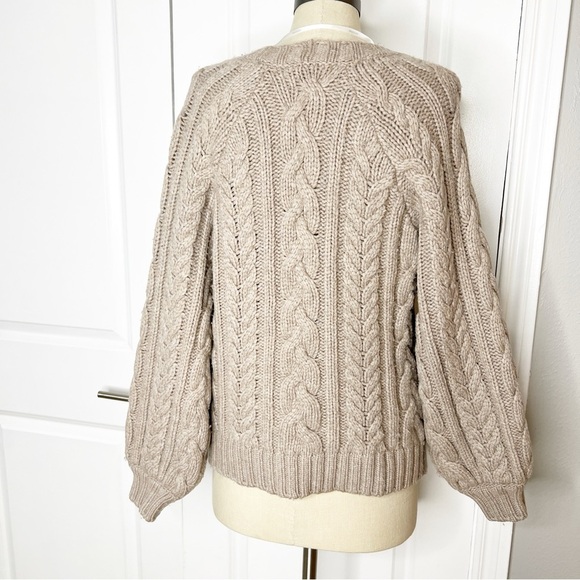 NAADAM Chunky Cable Cardigan Wool Size Medium - Picture 6 of 12